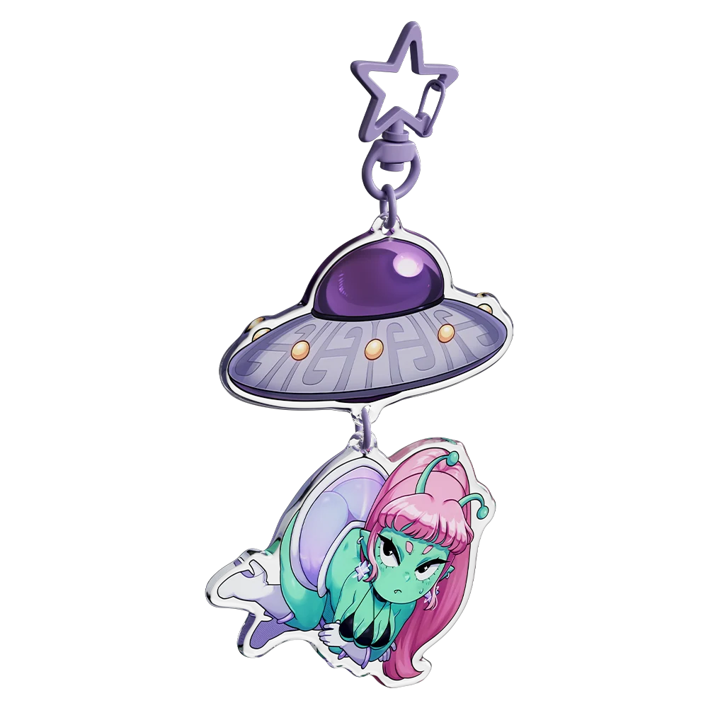 "I Come In Peace" Acrylic Keychain - Image 3